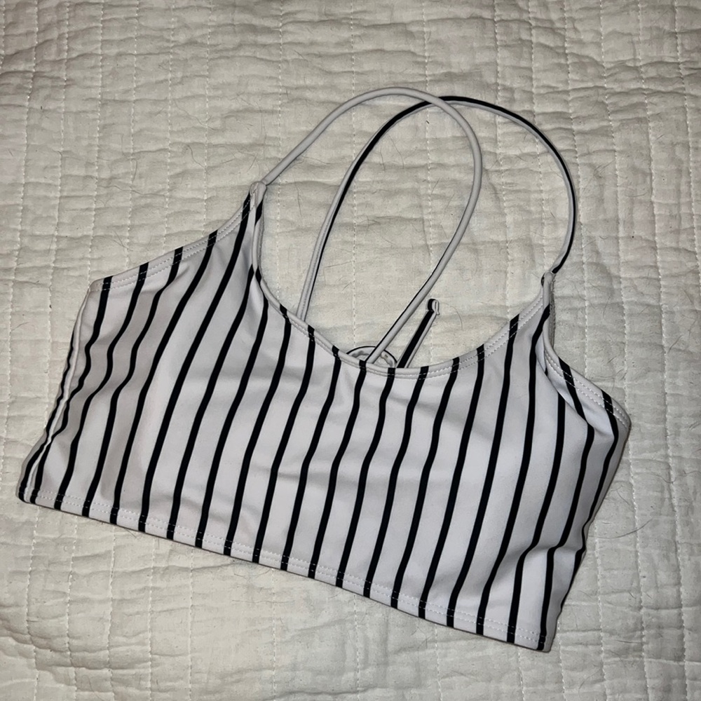Shein black and white striped bikini top